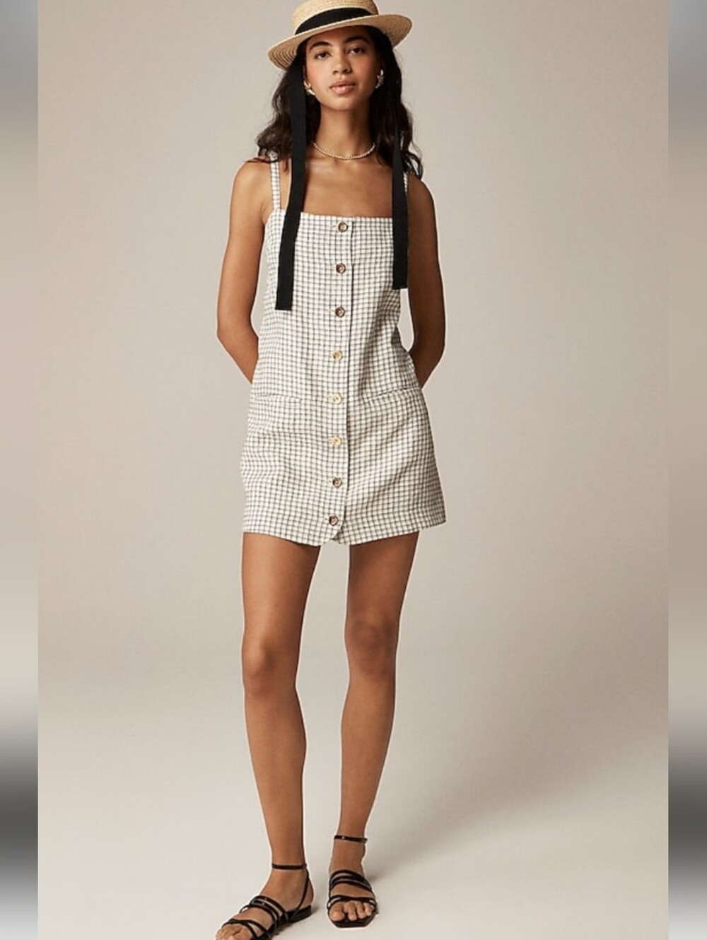 $178 J. Crew Claudia Plaid Dress In Linen XL